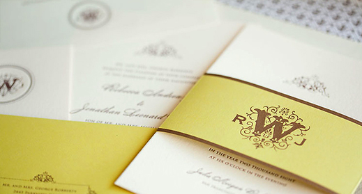 Elegant monogram wedding invitations