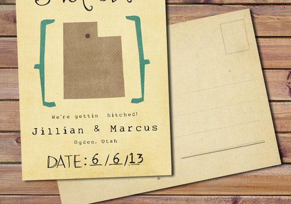 {Giveaway } 50 Rustic Save the Date Postcards with Customizable State