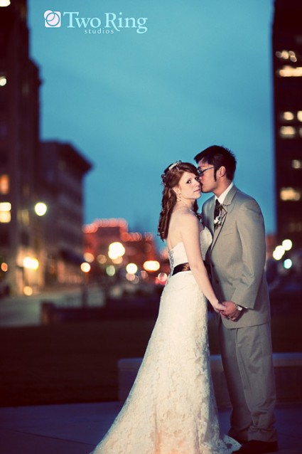 Bride and Groom in Downtown Asheville