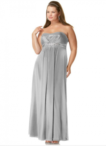 Silver plus size mother of bride dress