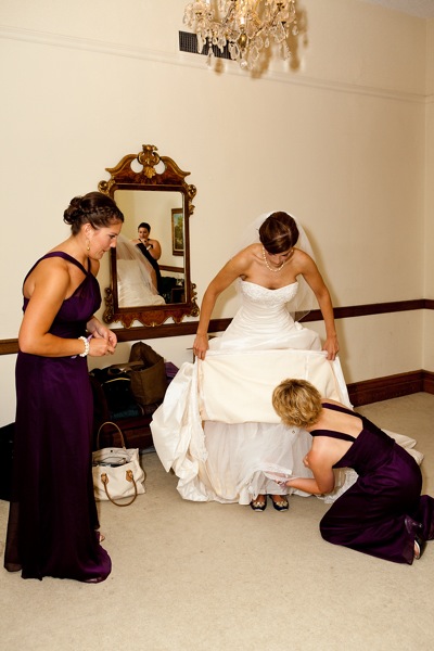 Getting ready with bridesmaids