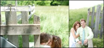 Bridal shots near a picket fence