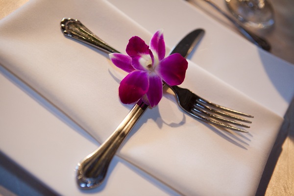 Orchid on place setting