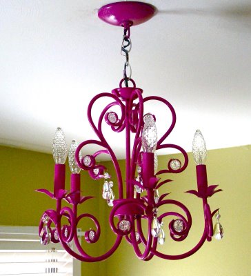 hot pink upcycled chandelier