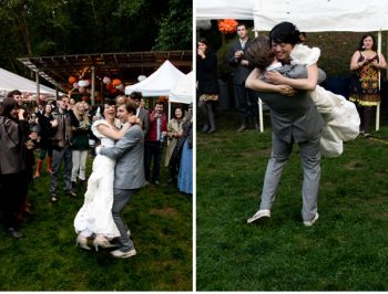 Outdoor indie wedding dancing