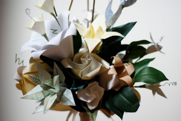 pale origami bouquet