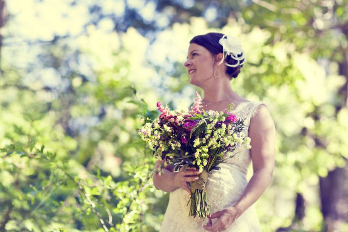 bride and wildflowers