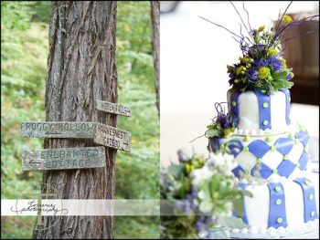 wedding cake and sign tree