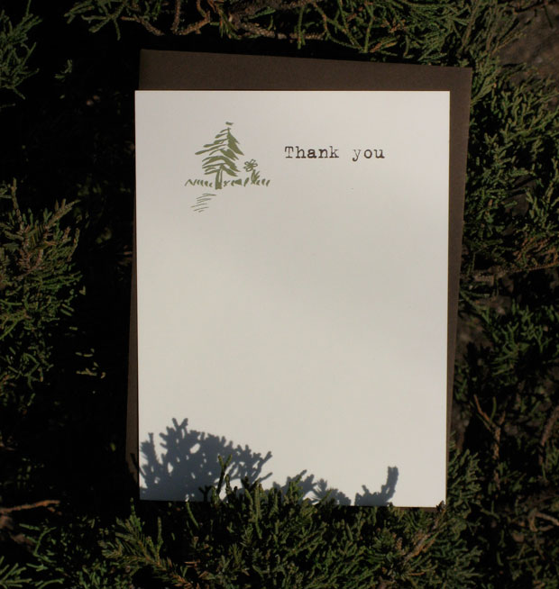 pine tree thank you card