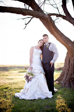 Bride and Groom under a tree