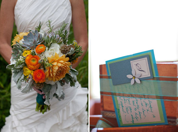 orange and gray bridal bouquet