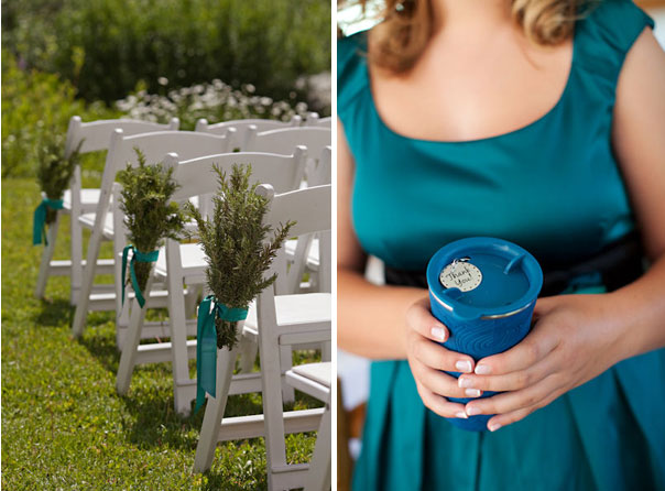 turquoise and pine wedding details