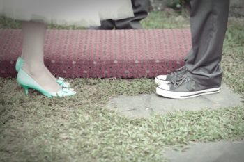 green shoes wedding shoes and grey chucks