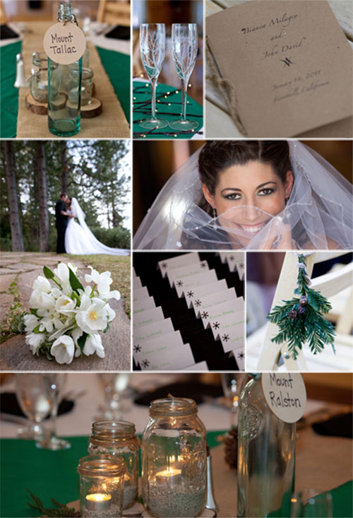 Green wedding collage