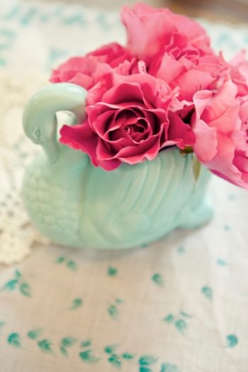turquoise swan vase