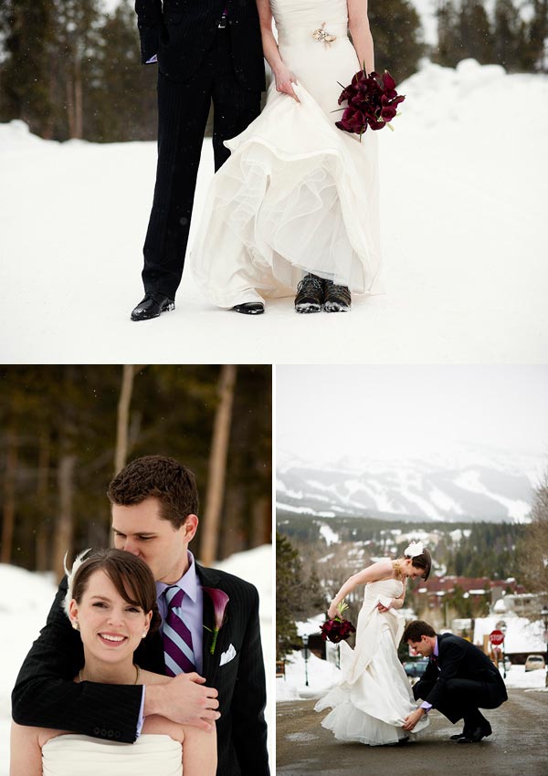 winter Colorado bride and groom