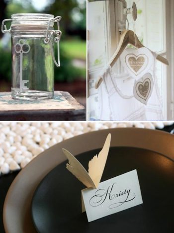key heart and butterfly wedding details