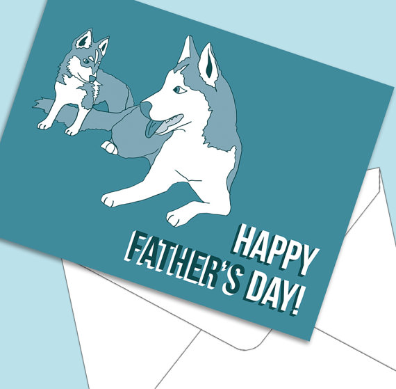 Father's Day Card with Husky Dogs