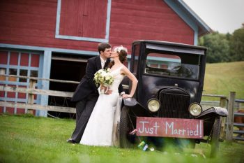 Adirondack Wedding with vintage car