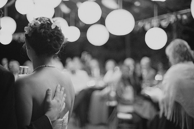 black and white of bride and groom's first dance