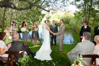 bride and groom marry under the aspens at rainbow tarns
