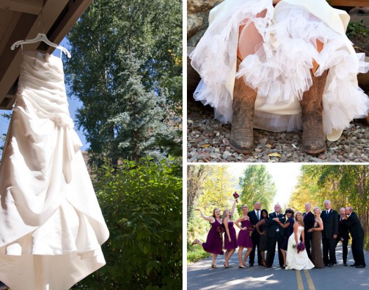 Bride in cowboy boots in Aspen Colorado Wedding