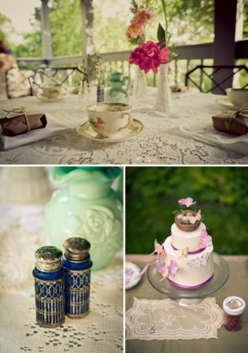 DIY wedding cake and vintage china