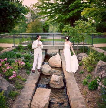Hindsight bride and groom at the NC Arboretum