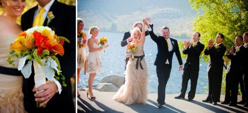 Bride and Groom celebrate marriage at Convict Lake