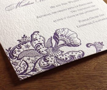 Orchid Ajalon wedding Invitation closeup
