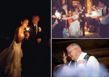 Parents dance and wedding exit with sparklers