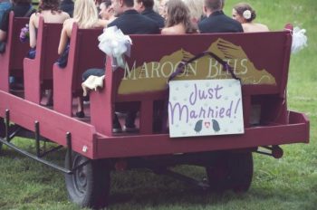 wagon ride at an Aspen Wedding