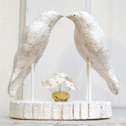 white dove wedding cake topper