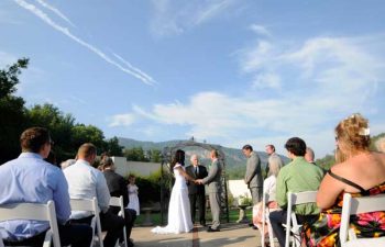 wedding ceremony in front of lake lure