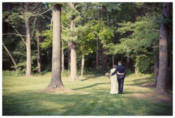 Bride and Groom Walk in the Park
