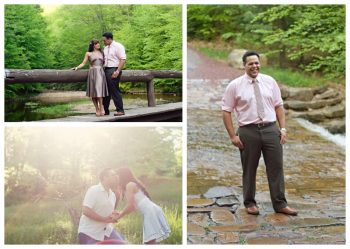 Couple engagement signs in the Poconos