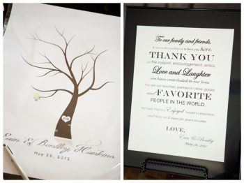 tree guest book and custom thank you sign