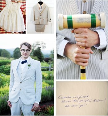 vermont wedding style seer-sucker and classic caligraphy
