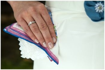 Vintage handkerchief and diamond engagement ring