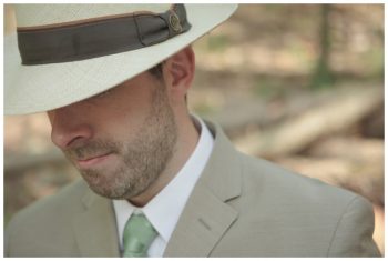 tennessee groom with green tie and straw fedora