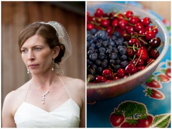 bridal prtrait with bowl of berries
