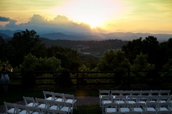 sunset over the ceremony site in the blue ridge mountains