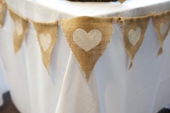 burlap flags with painted hearts