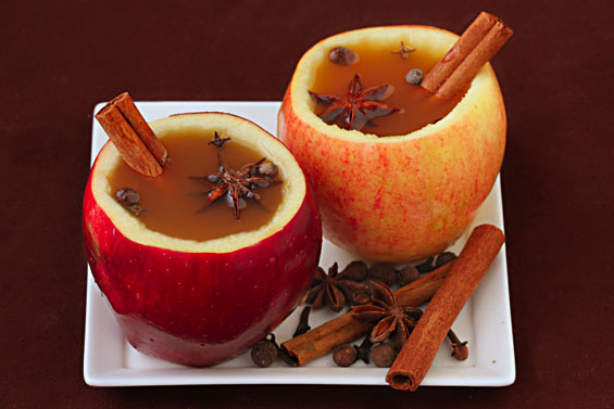 cider in apple cups