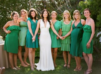green mix and match bridesmaid dresses
