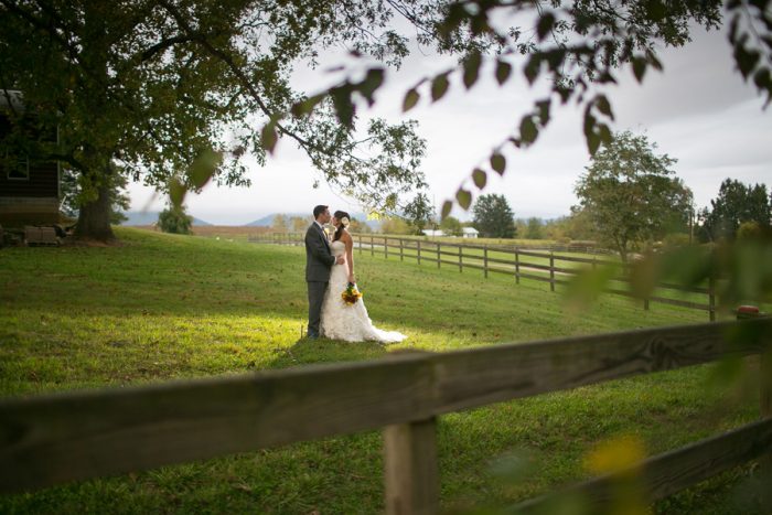 Bride and Groom at the Farm in Candler NC