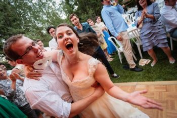 bride and guests having fun