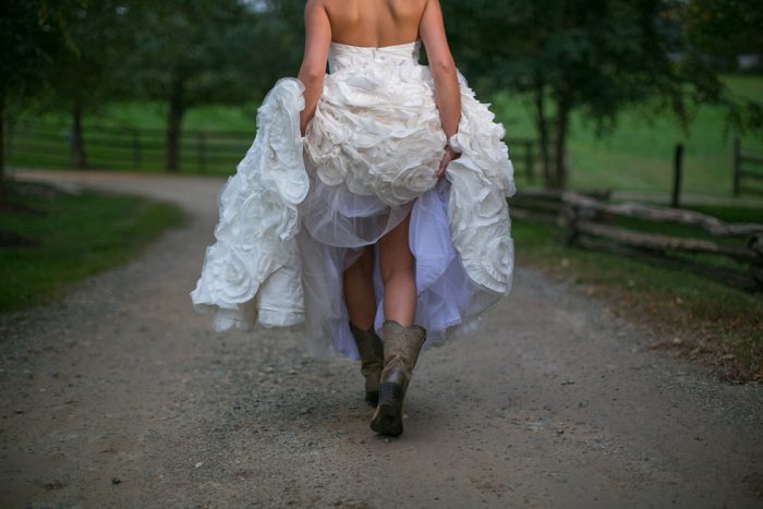 bride in cowboy boots