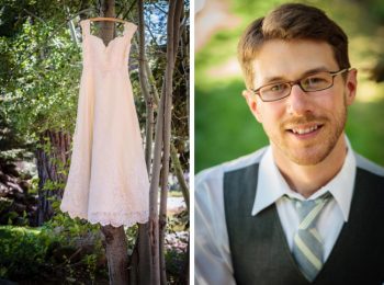 Tahoe wedding dress and groom
