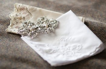 vintage brooch and handkerchief